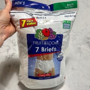 Vtg 2009 Fruit of‎ the Loom Briefs Men's White Underwear sz 3XL Classic Full
Cut